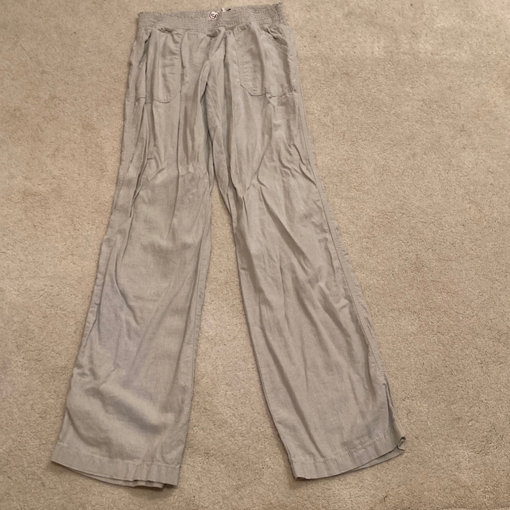 So tan linen pants